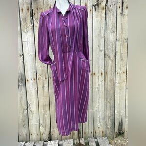 Striped Long Sleeve Dress - Purple
